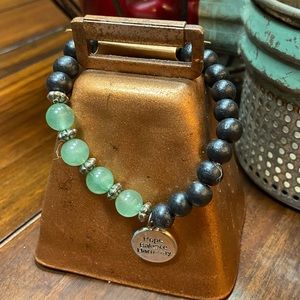 Hope, Balanace, and Harmony Wellness Bracelet with Green and Black Earth Beads